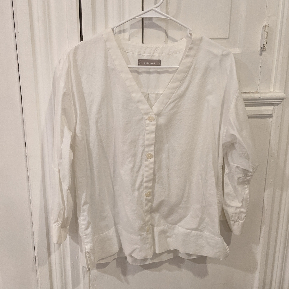 Everlane 3/4 Sleeve Oversized Top Size 4 White